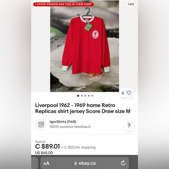 Liverpool Retro Classic Home Jersey 1962-69 - Picture 7 of 7